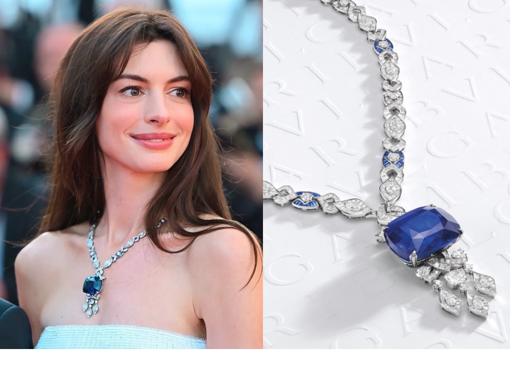 The luxurious diamond and sapphire necklace with which Anne Hathaway shone in Cannes